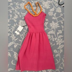 NWT Zara Pink Dress with Flair Skirt